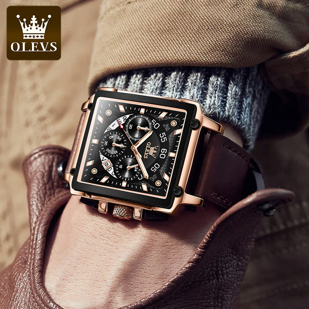 OLEVS Hollow Square Watch for Men