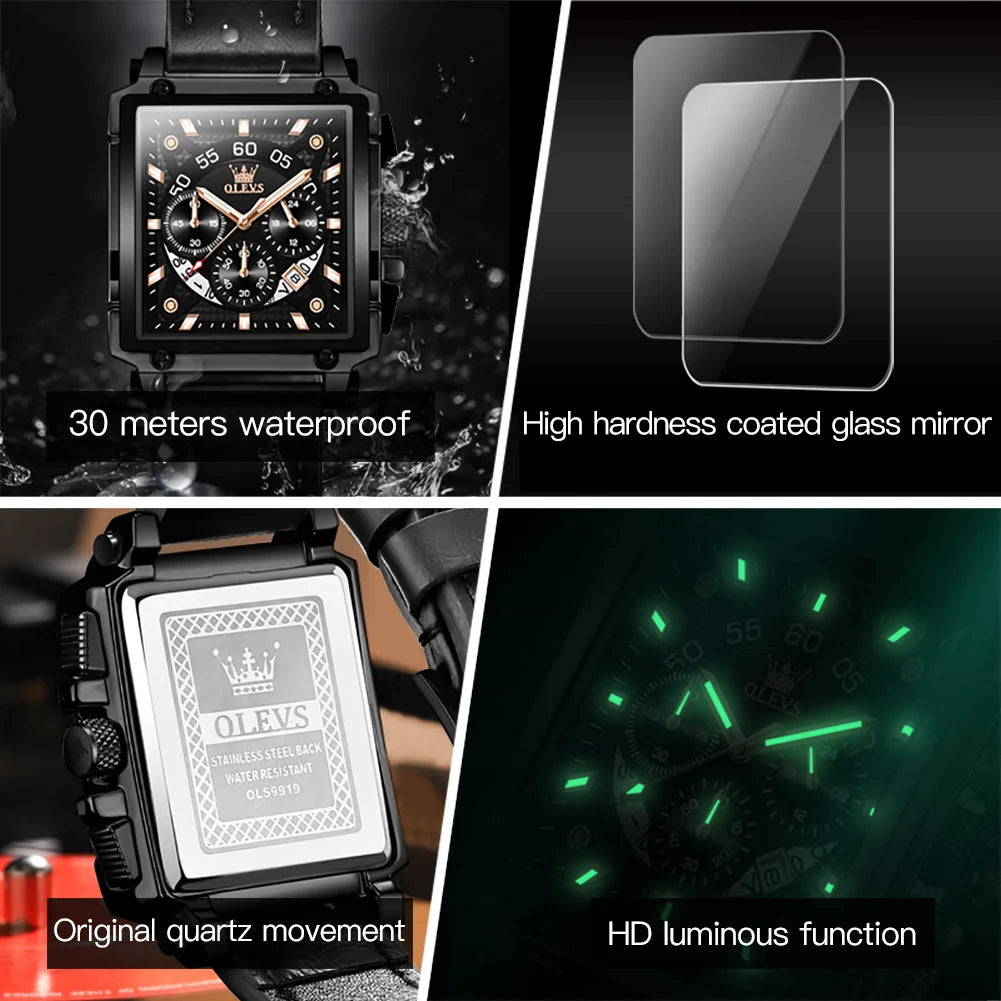 OLEVS Hollow Square Watch for Men