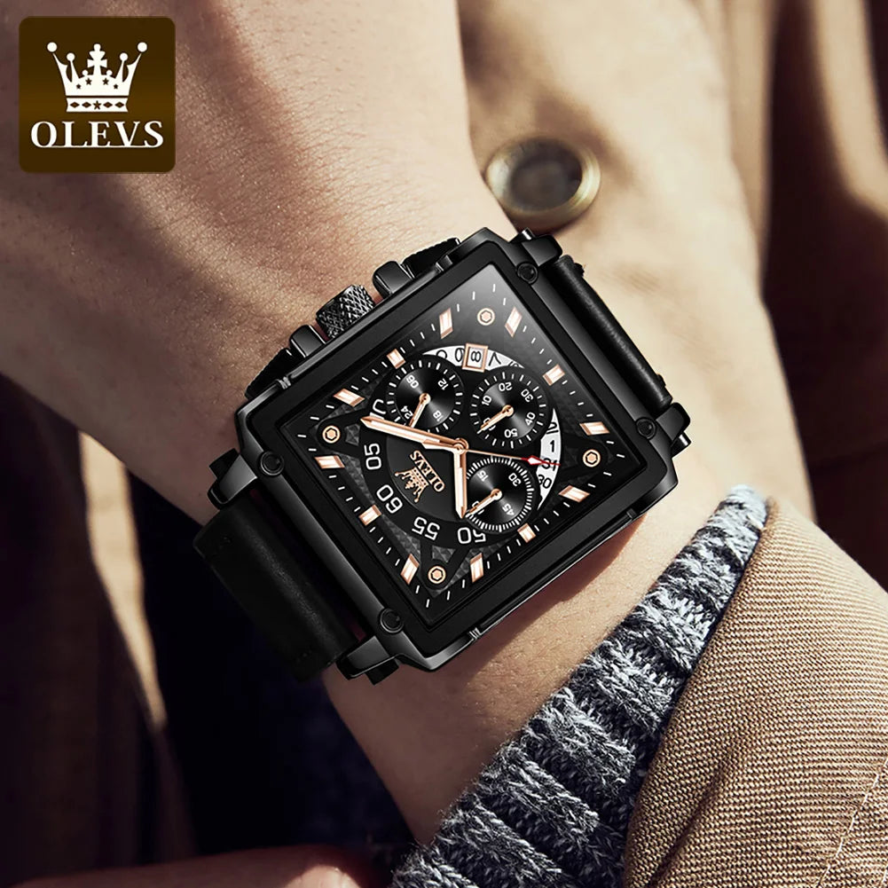 OLEVS Hollow Square Watch for Men