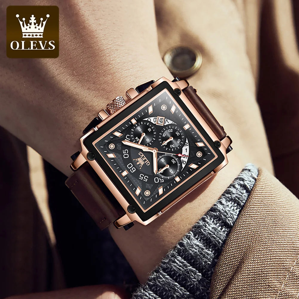 OLEVS Hollow Square Watch for Men
