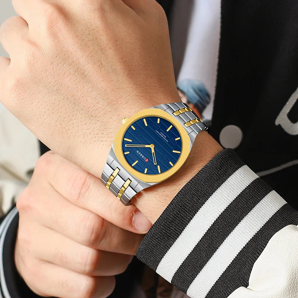 CURREN Men Stainless Steel Strap Watch
