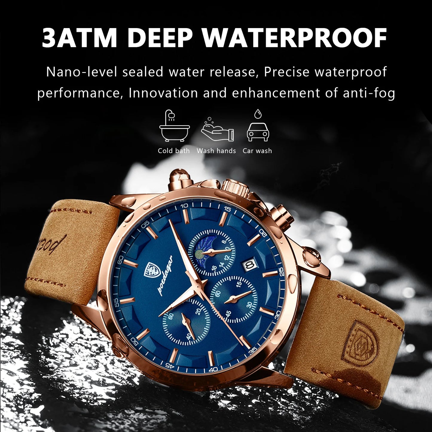 POEDAGAR Men Leather Watch